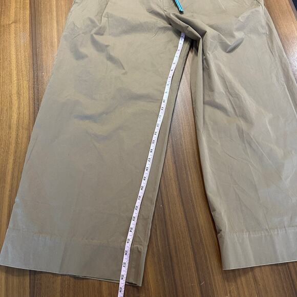 Free People Wide Leg Buckle Back Trousers, khaki tan, cotton, boho, size 12 NWT - Picture 7 of 8